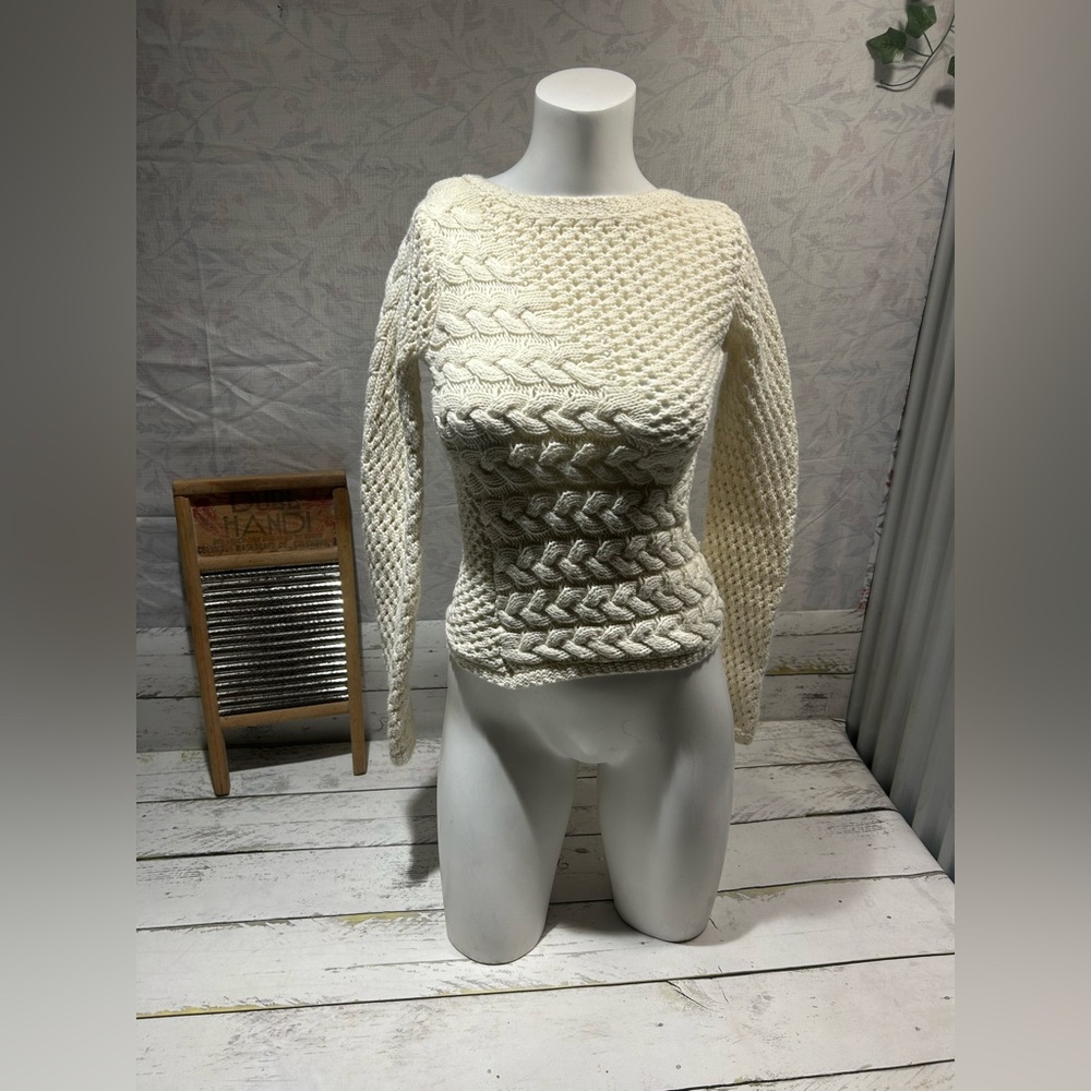 DKNY Cream Cable Knit Sweater